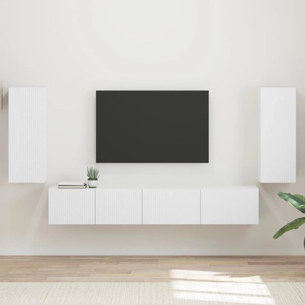 Set mobile TV 4 pcs Bianco Legno multistrato 3409159