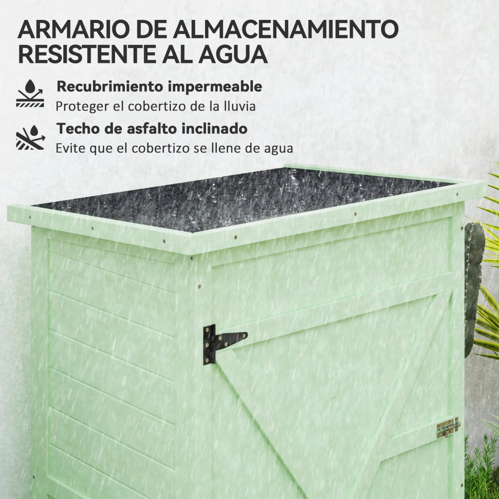 Armadio da Giardino in Legno per Esterno con 2 Ripiani e Copertura ¨C zephmum ¨C Verde 75x56x115 cm