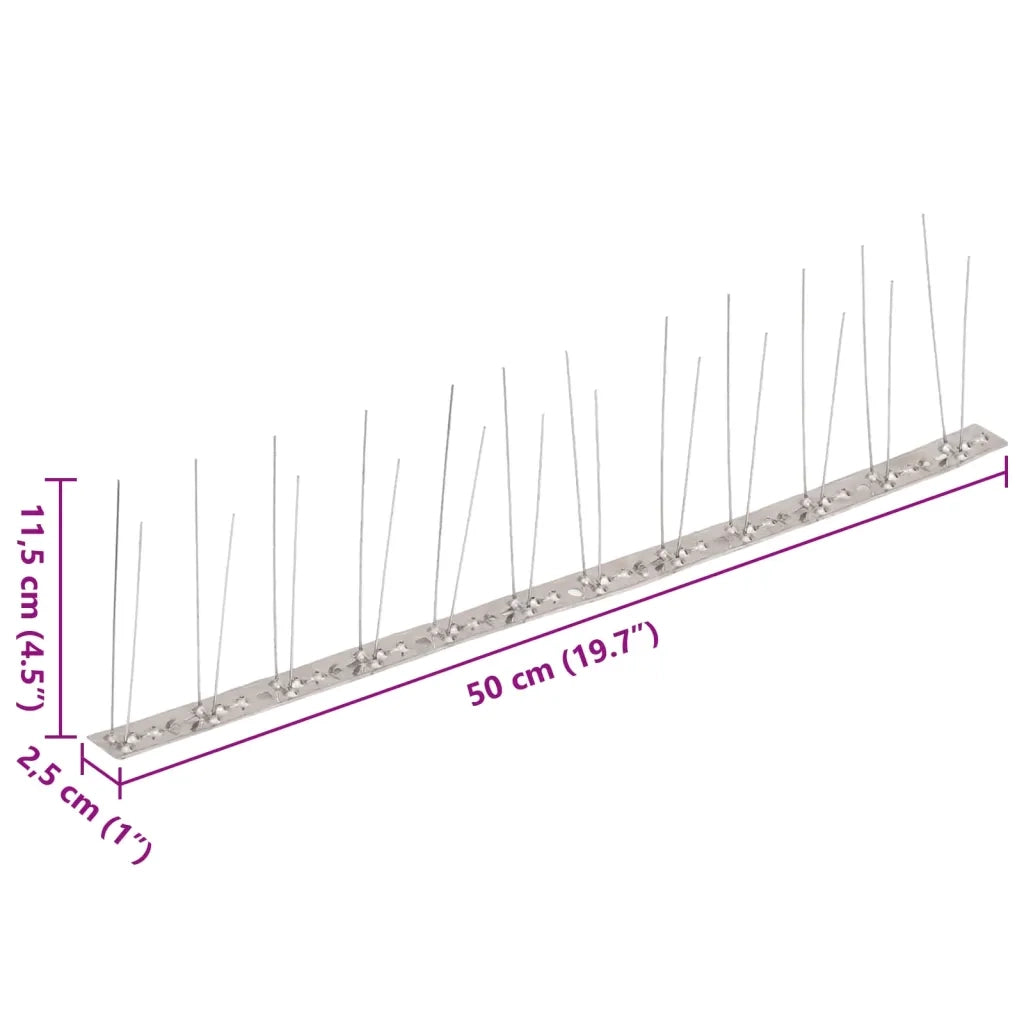 Set Dissuasori per Uccelli e Piccioni 20 pz Acciaio 2 File 10 m 149130