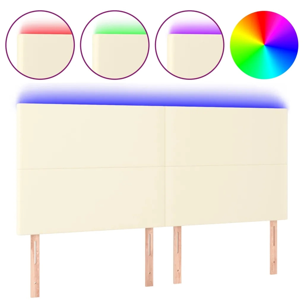 Testiera | Testata a LED Crema 180x5x118/128 cm in Similpelle