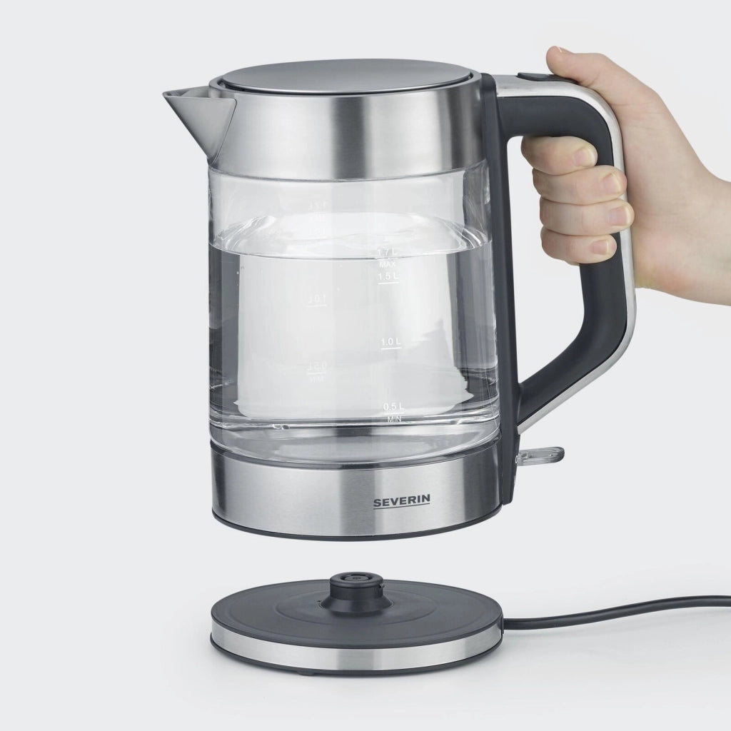 Severin WK 3420 bollitore elettrico 1,7 L 2200 W Nero, Acciaio inossidabile, Trasparente