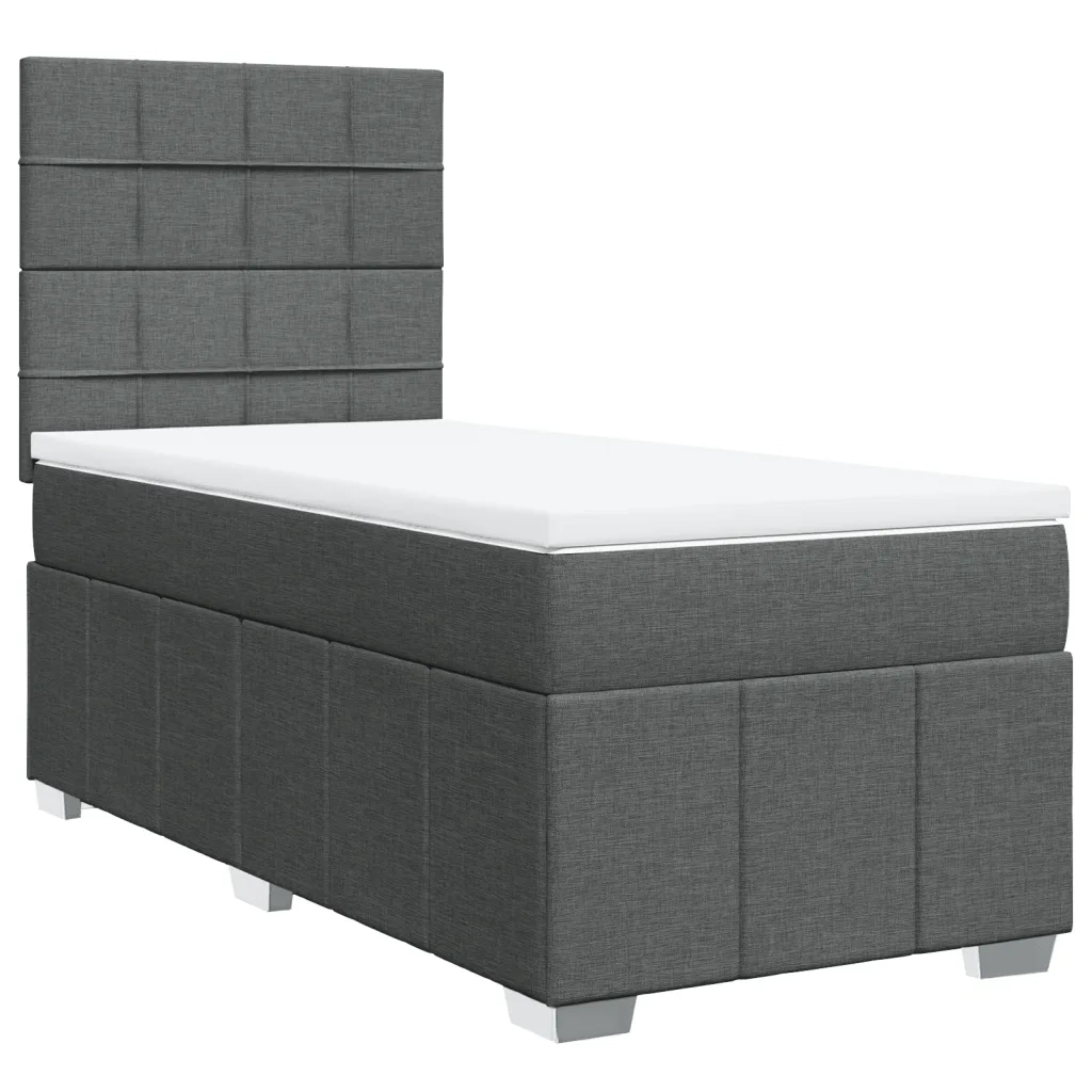 Giroletto a Molle con Materasso Grigio Scuro 100x200 cm Tessuto 3293880