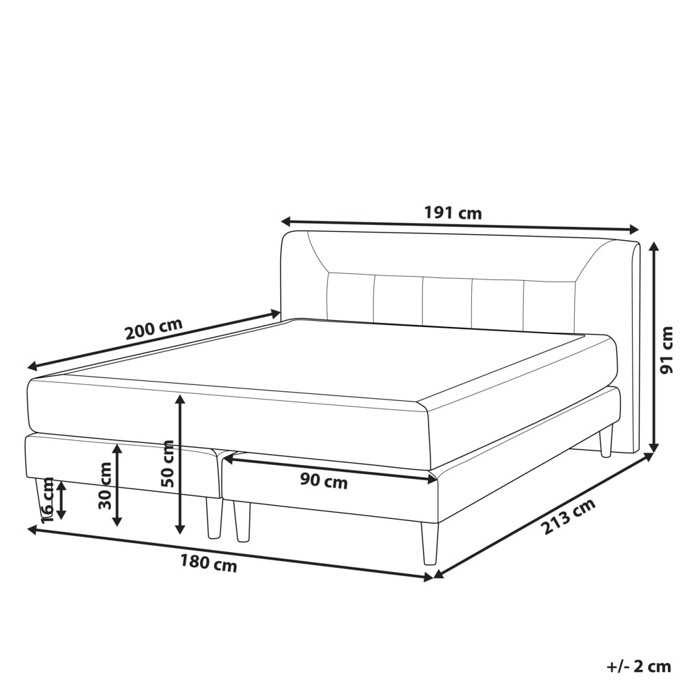 Letto in velluto beige tappezzeria 180 x 200 cm Continental con testiera del materasso a molle