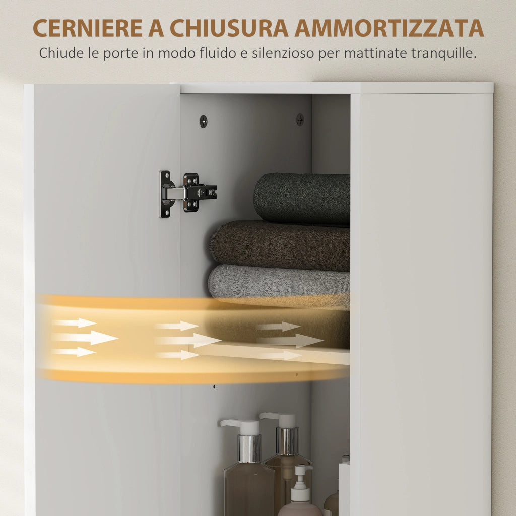 Mobile Bagno Sospeso Colonna con Ripiani Regolabili ¨C zephmum ¨C Bianco 30x31.5x160 cm