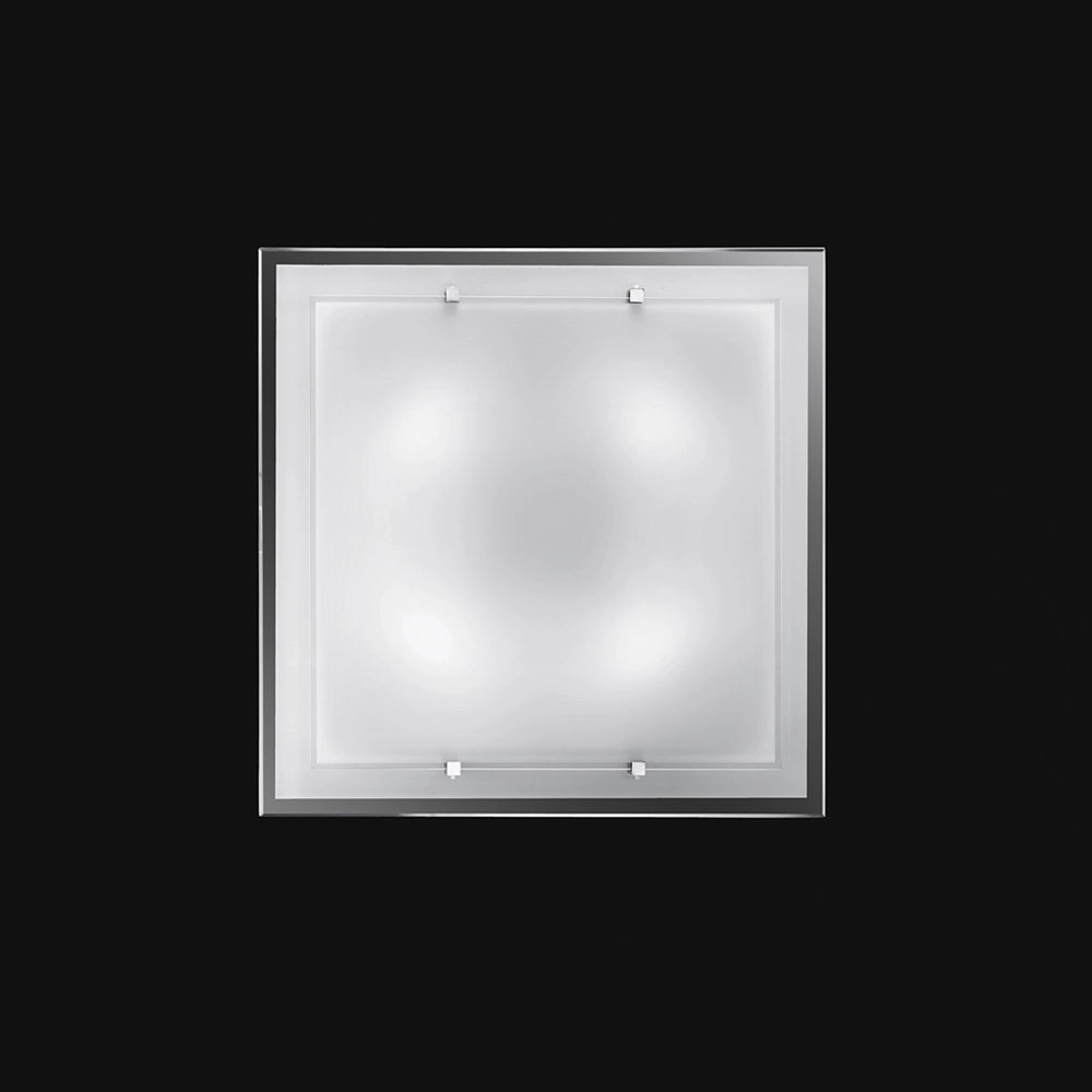 Plafoniera Quadrata Contemporanea Frame Vetro Bianco 4 Luci E27