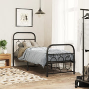 Giroletto con Testiera e Pediera Metallo Nero 75x190 cm 377125
