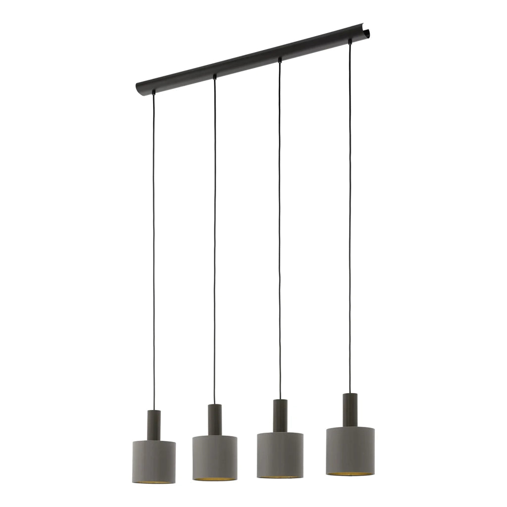 Lampadario A Sospensione Contemporaneo Concessa 1 Acciaio Marrone Oro 4 Luci E27