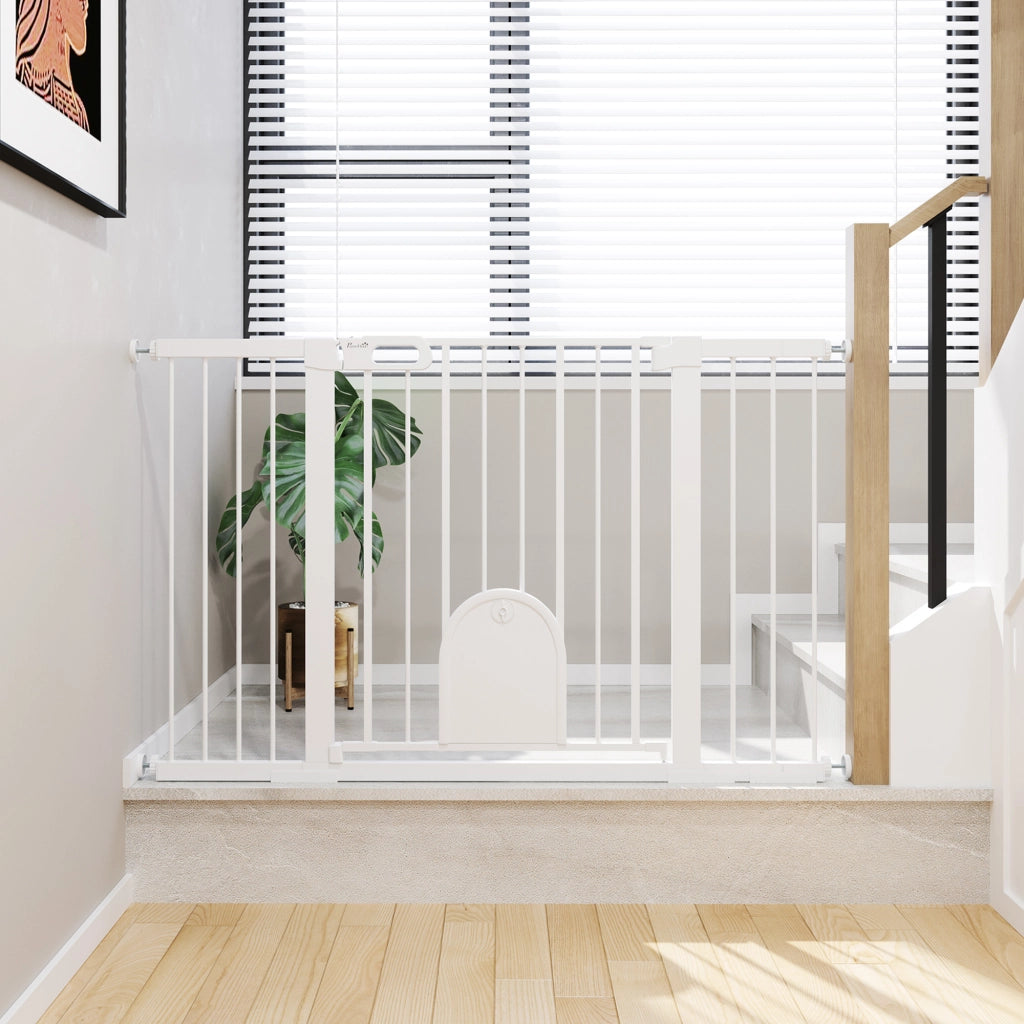 Cancello di Sicurezza per Bambini e Animali ¨C zephmum ¨C Bianco Acciaio 75-131x76 cm