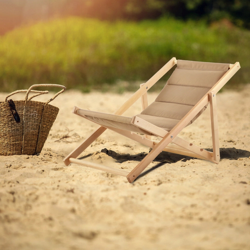 KADAX Sedia a sdraio da giardino/spiaggia in legno pieghevole con cuscino, lucidatura di alta qualità