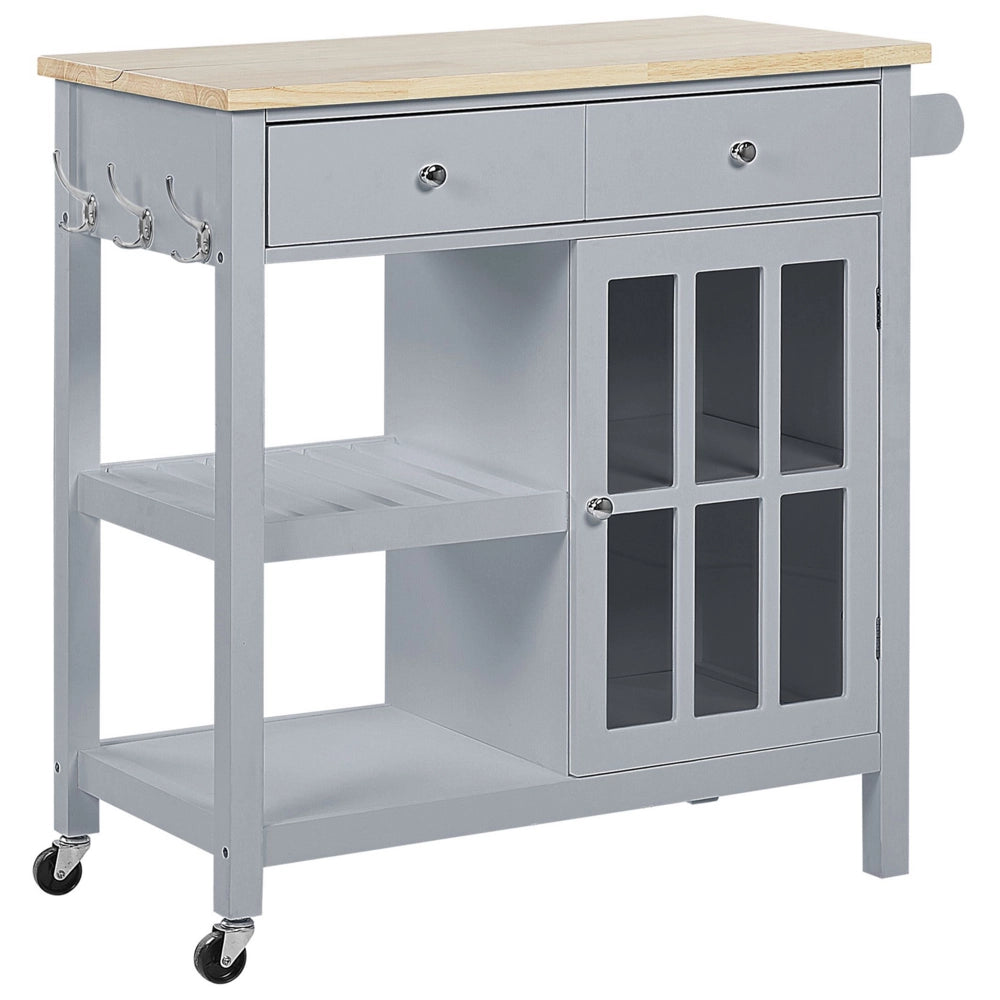 Carrello da cucina in MDF grigio legno chiaro con ripiano per armadietto con ripiani Cassetti con ruote scandinavo