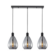 Lampada a sospensione ZULO nera vetro fumé 3xE27 Italux