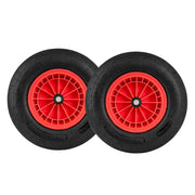 Ruota Pneumatica per Carrello Carriola, Dimensioni 4.80/4.00-8, 250KG Max, Diametro 40 CM, Asse Ø20 MM, Larghezza 10 CM, Cuscinetto a Rullini Robusto - Nero+Rosso (2)