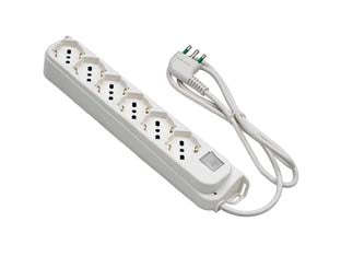 MULTIPRESA 6 POSTI BIPASSO + SCHUKO CON INTERRUTTORE LINEA RETAIL- - bianca 47430 - 2 pezzi FANTON