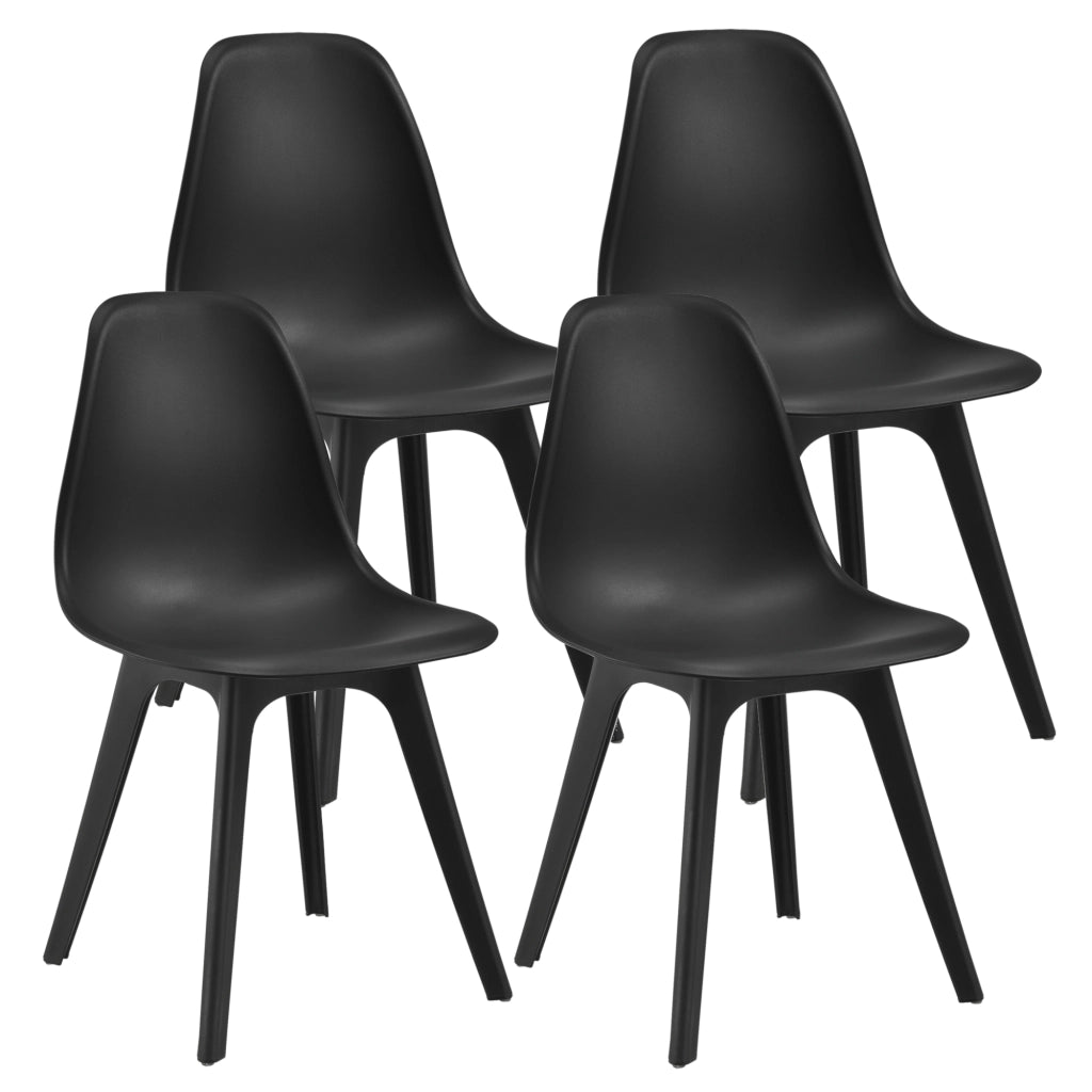 [en.casa] Arredo Sala da Pranzo Tavolo 120 x 60 x 75 cm con 4 Sedie 83 x 54 x 48 cm MDF Acciaio Plastica Nero