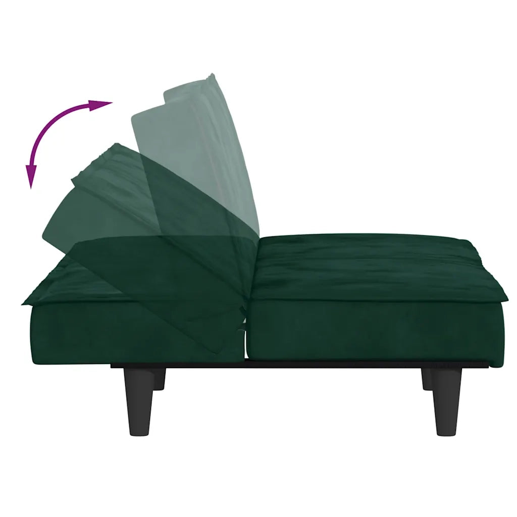 Divano letto-Sofa Letto-Daybed Verde Scuro in Velluto