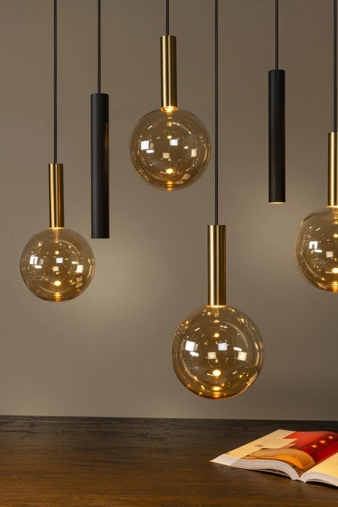 Lampada sospesa JOSIANE 12 luci GU10+G9 nera Lucide