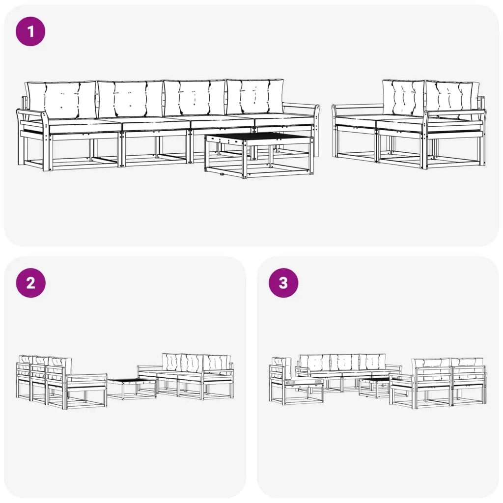 Set di divani da esterno 6 pz Bianco e Beige 3386097