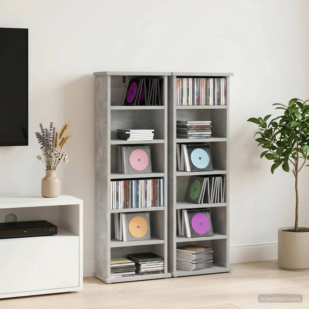 Mobile per CD 2 pz Grigio Cemento 60 x 17 x 92 cm 8012753