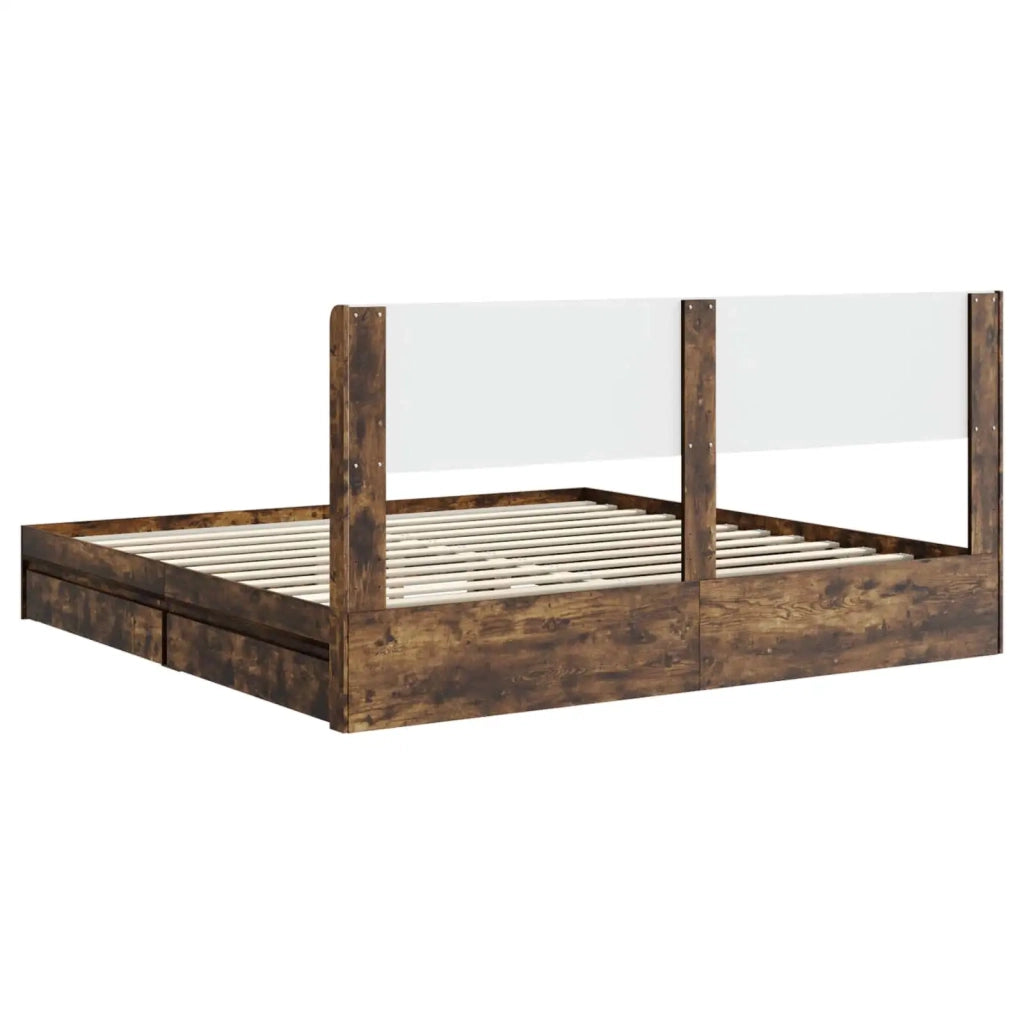 Struttura del letto con stoccaggio e testata Rovere Fumo 3414363