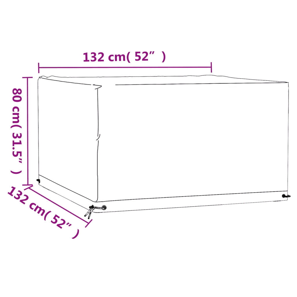 Coperture Mobili Giardino | Telone per mobili da esterni 2 pz 8 Occhielli 132x132x80cm Quadrate