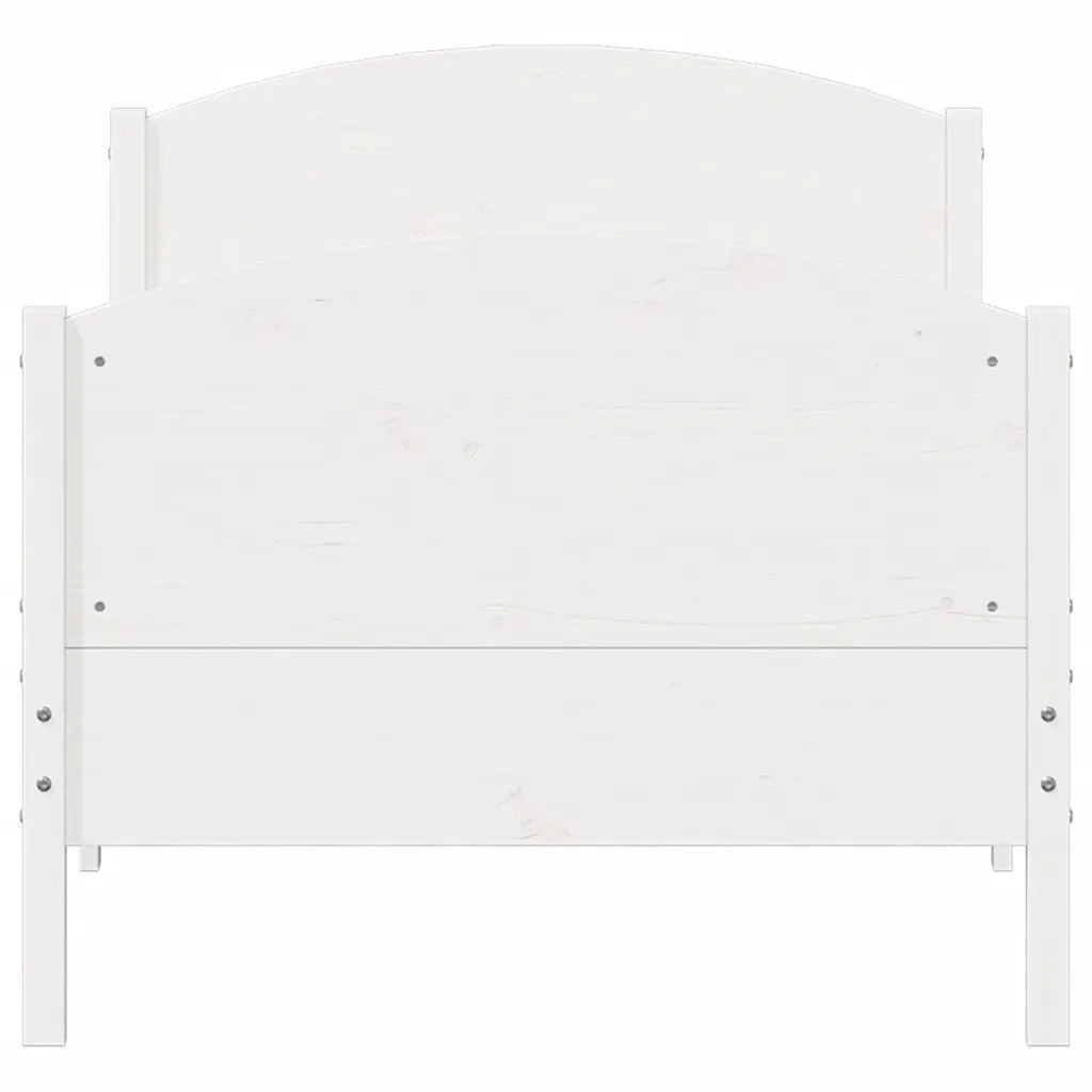 Letto senza Materasso Bianco 75x190 in Legno Massello di Pino 842575