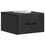 Comodino | Armadio da Notte | Mobiletto da notte a muro con cassetto Nero 34,5 x 33 x 20 cm
