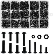 Set a Bottone e Viti a Testa Zeskant 500 pz Nero - Assortimento Viti a Filetto M3 M4 M5