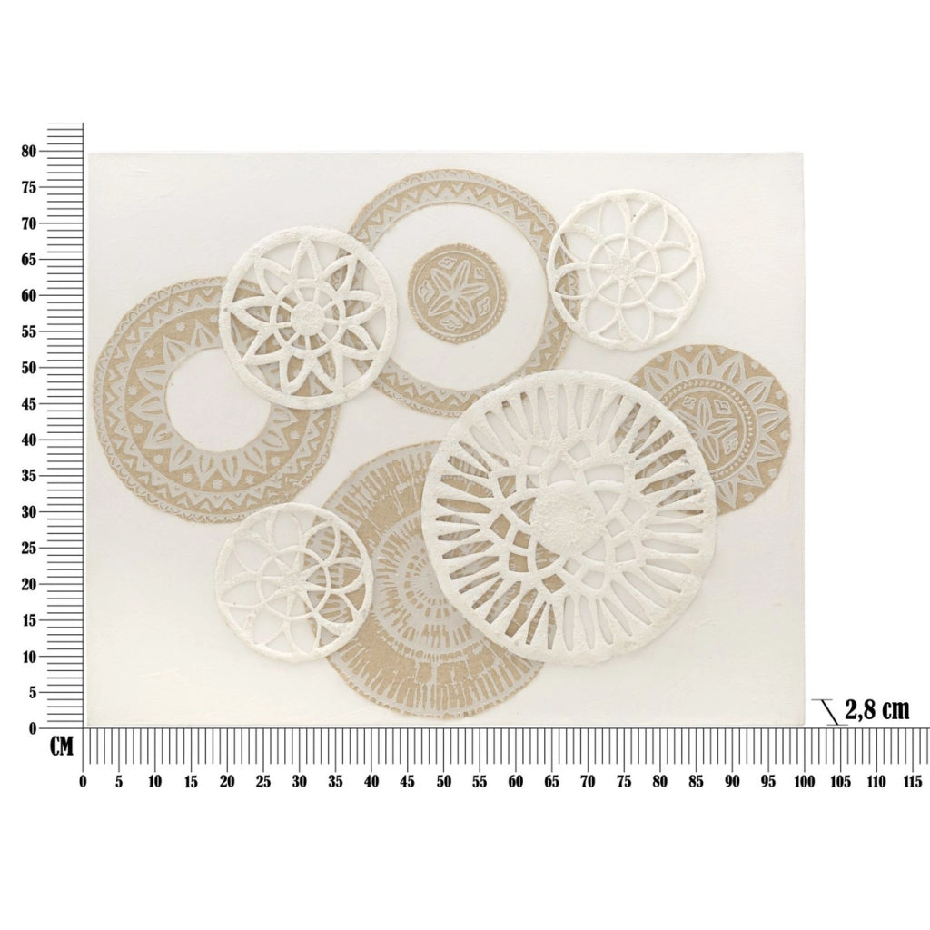 Stampa su Tela Cerchi 34, Marrone, Legno, 80x2,8x100 cm
