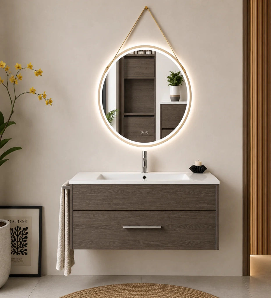 Mobile bagno con lavabo ORIGENBATH FLORENCIA senza specchio 50x40 cm rovere smoky