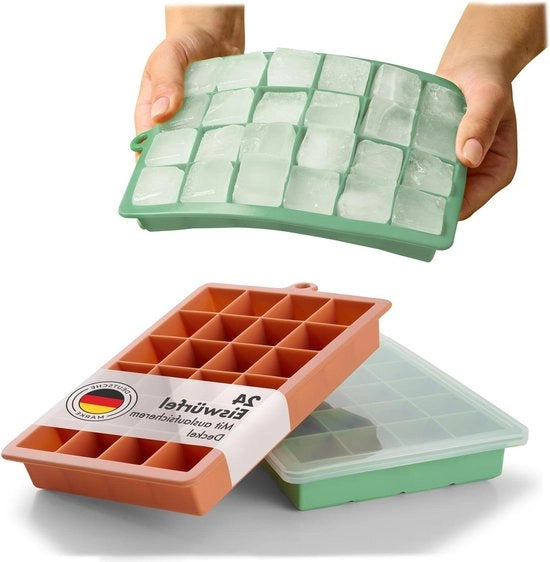 Baketto per ghiaccio con coperchio Verde oliva Rosso minerale Rosso minerale Grande Inossidabile al BPA Istantaneo ghiaccio maker - Forma ghiaccio in silicone Lame per ghiaccio