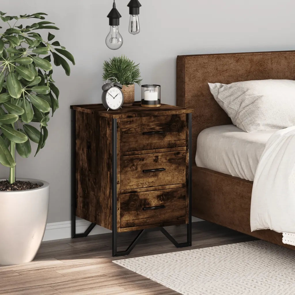 Comodino Rovere Fumo 40x41x60 cm in Legno Multistrato 848526