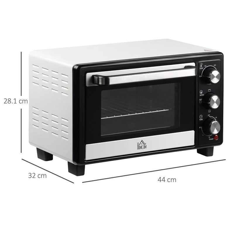 FORNETTO ELETTRICO 16L TEMPERATURA REGOLABILE E TIMER 3 METODI DI COTTURA E ACCESSORI 1400W 44X32X28 CM BIANCO
