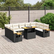 Set Divani da Giardino 11 pz con Cuscini in Polyrattan Nero 3273688