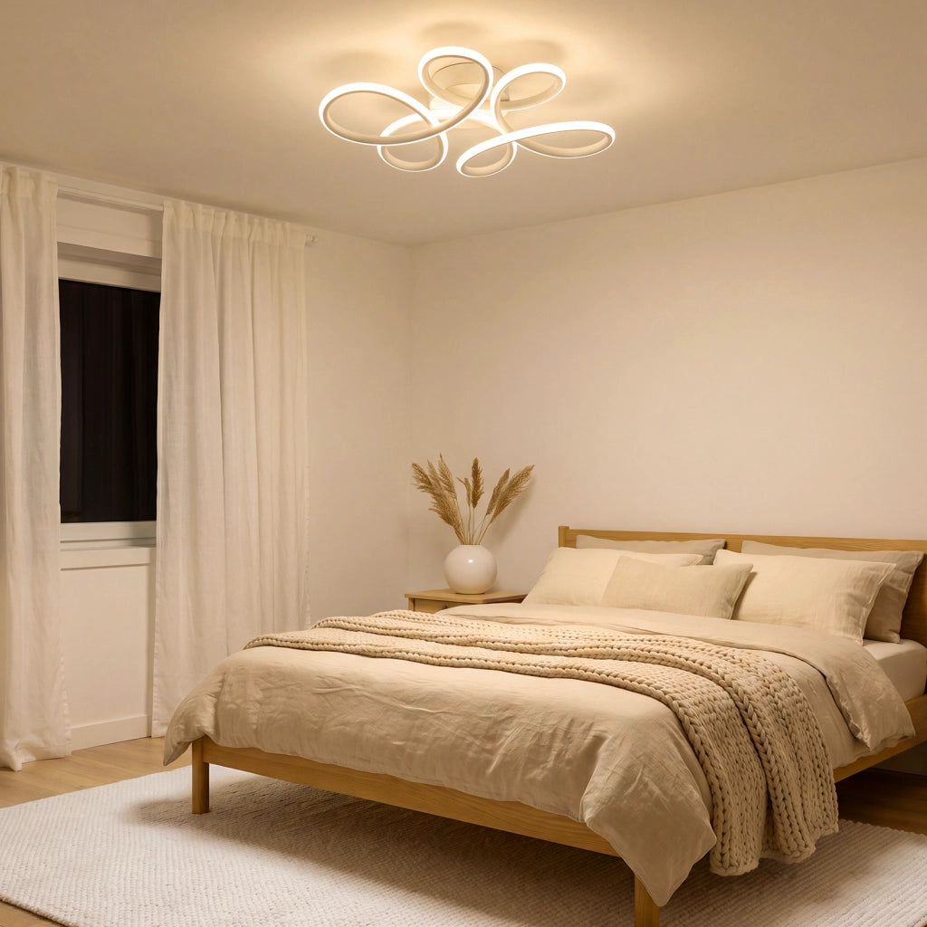 ZMH Lampada da Soffitto LED 24W 3000K Bianca Fiore Moderna in Metallo per Soggiorno Sala da Pranzo Camera Bambino