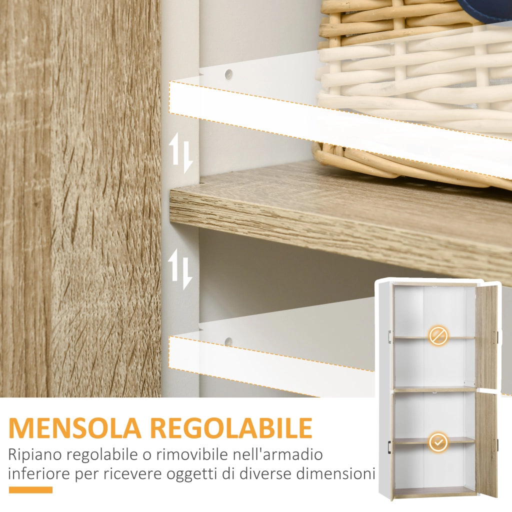Dispensa Cucina in Legno MDF con 4 Ripiani Regolabili e 4 Porte, 80x40x182 cm