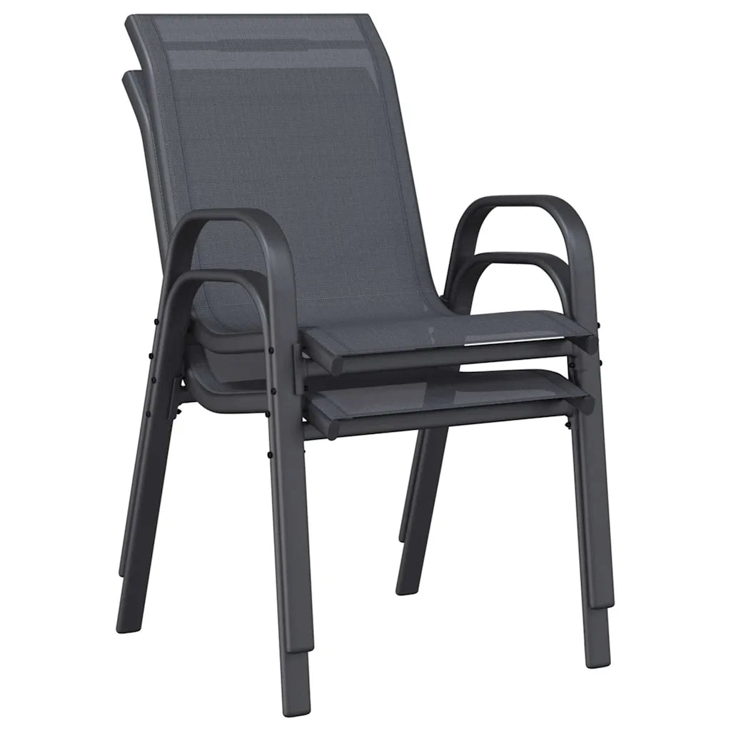 Sedie da Giardino Impilabili 2 pz in Tessuto Textilene Grigio 318778