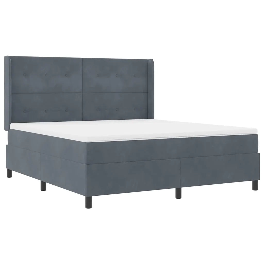 Letto a molle con materasso Grigio scuro 180 x 200 cm Velluto