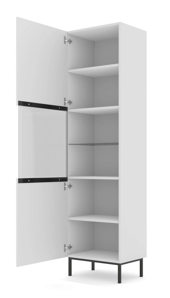 MOBILE RAVENNA B VETRINA IN MDF RIVESTITO IN FOGLIO 1DS 60x217 BIANCO OPACO CORNICE NERA