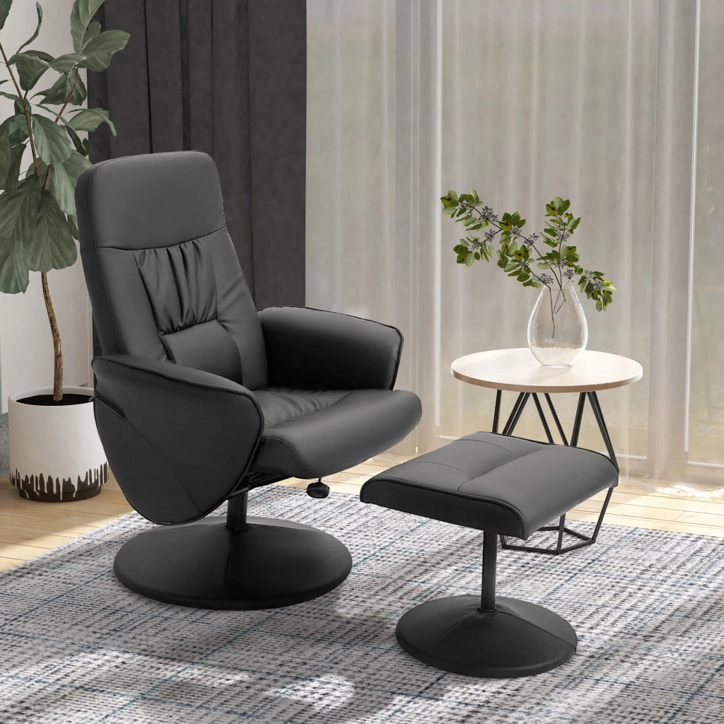 Poltrona Relax Girevole in Similpelle ¨C Zephmum ¨C Nero con Poggiapiedi e Schienale Regolabile