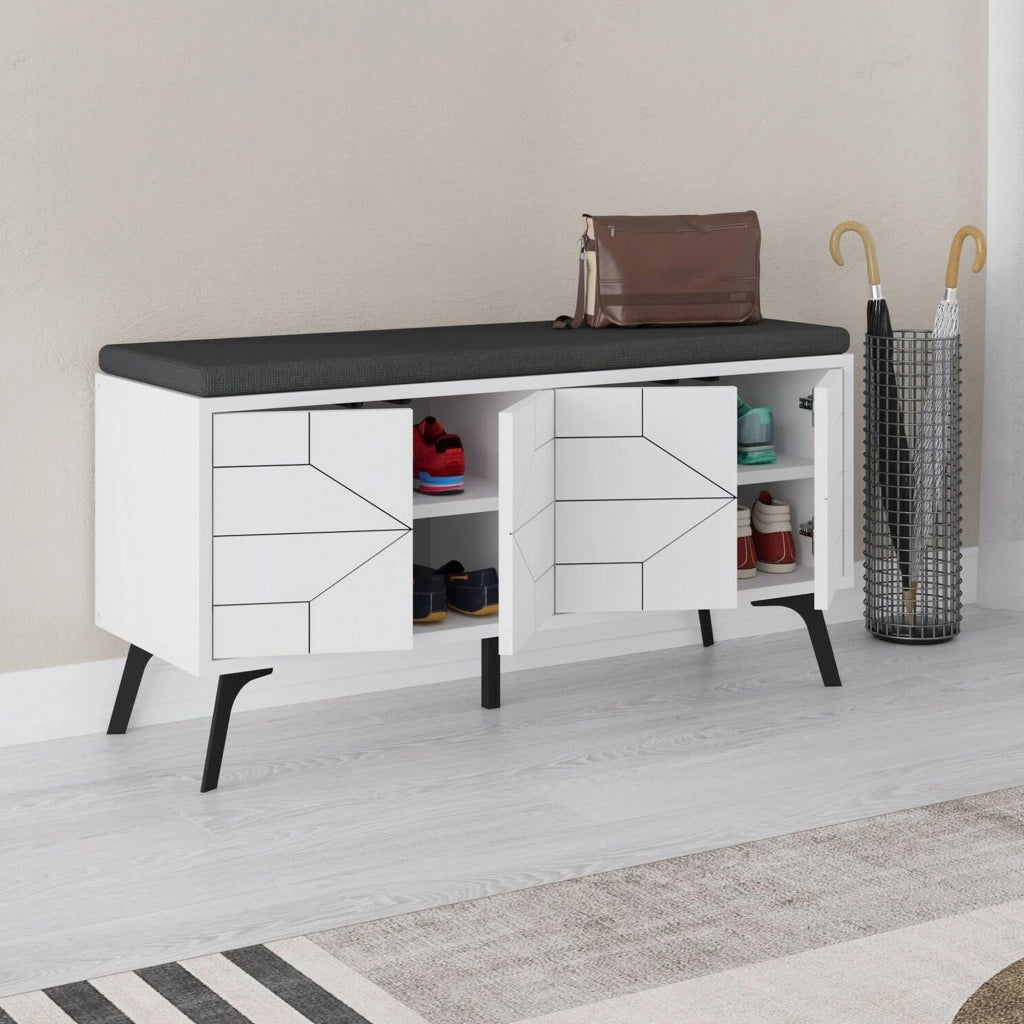 Mobile Portascarpe Velma, Scarpiera 8 Paia, 107x35x55h cm Bianco