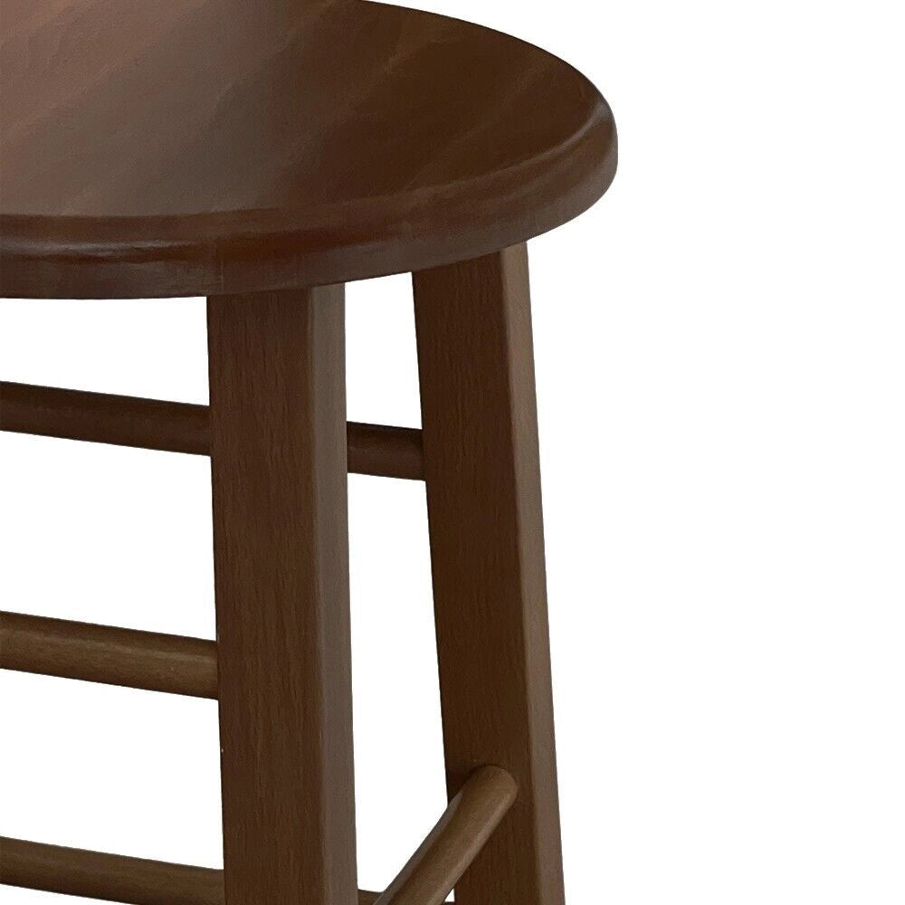 Sgabello con seduta rotonda  h 47cm  color noce scuro gamba dritta