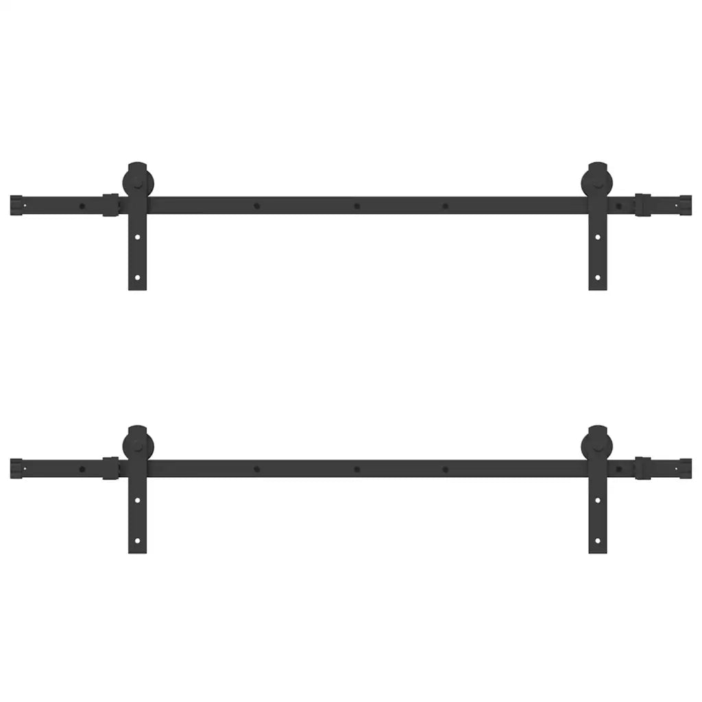 Kit di Binari per Porte Scorrevoli 305 cm Acciaio Nero
