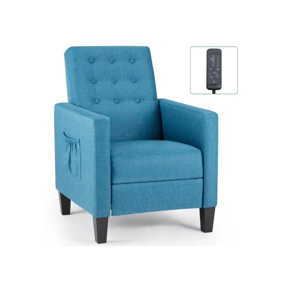 Poltrona recliner con massaggio Malea tessuto blu