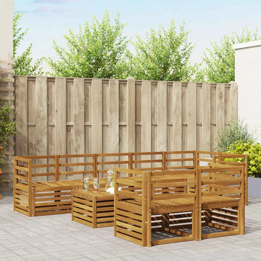 Set divani 9 pcs Naturale Legno di Acacia Massello