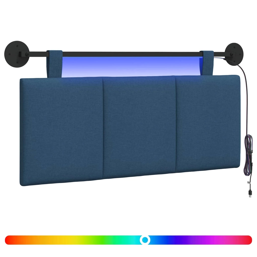 Testiera sospesa Con luce LED Blu Tessuto