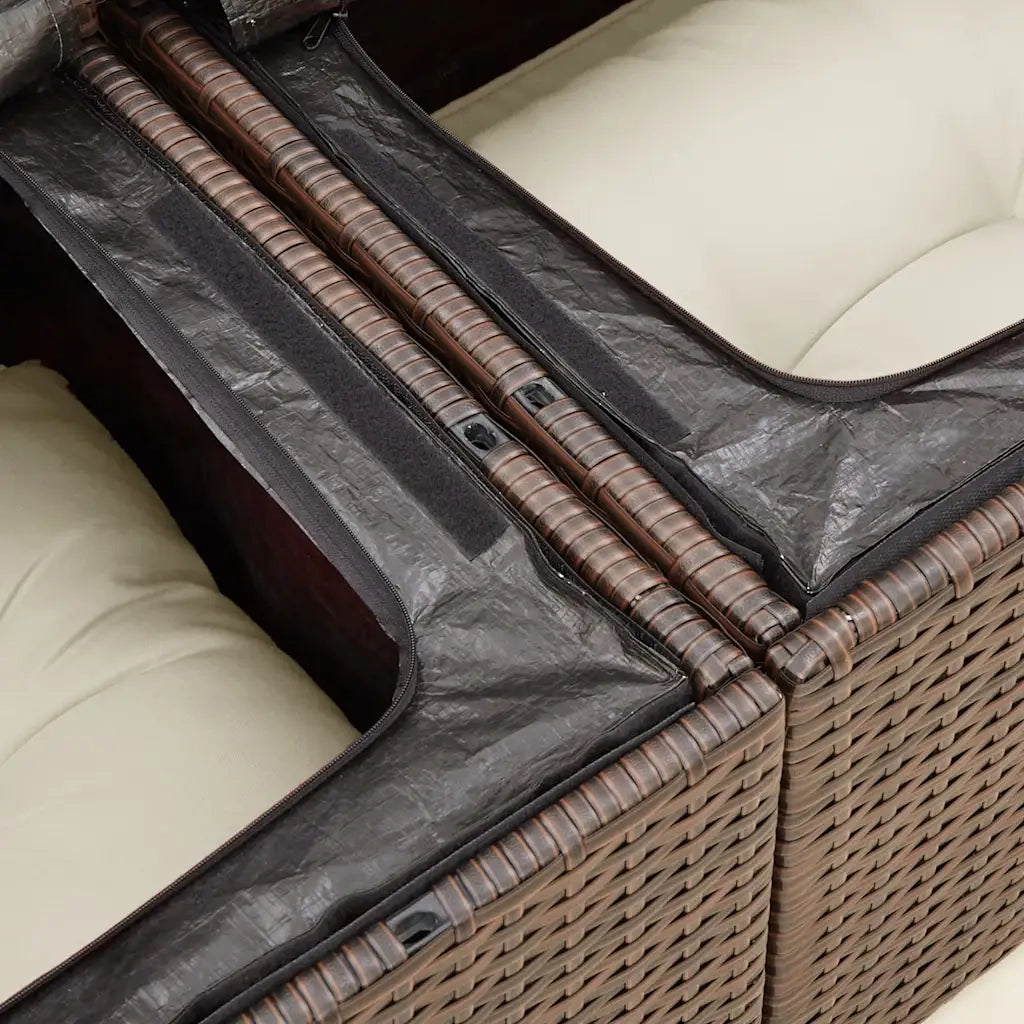 Divano da Giardino a 2 Posti con Cuscini-Sofa da Giardino-Divano da esterno in Polyrattan Marrone 502424