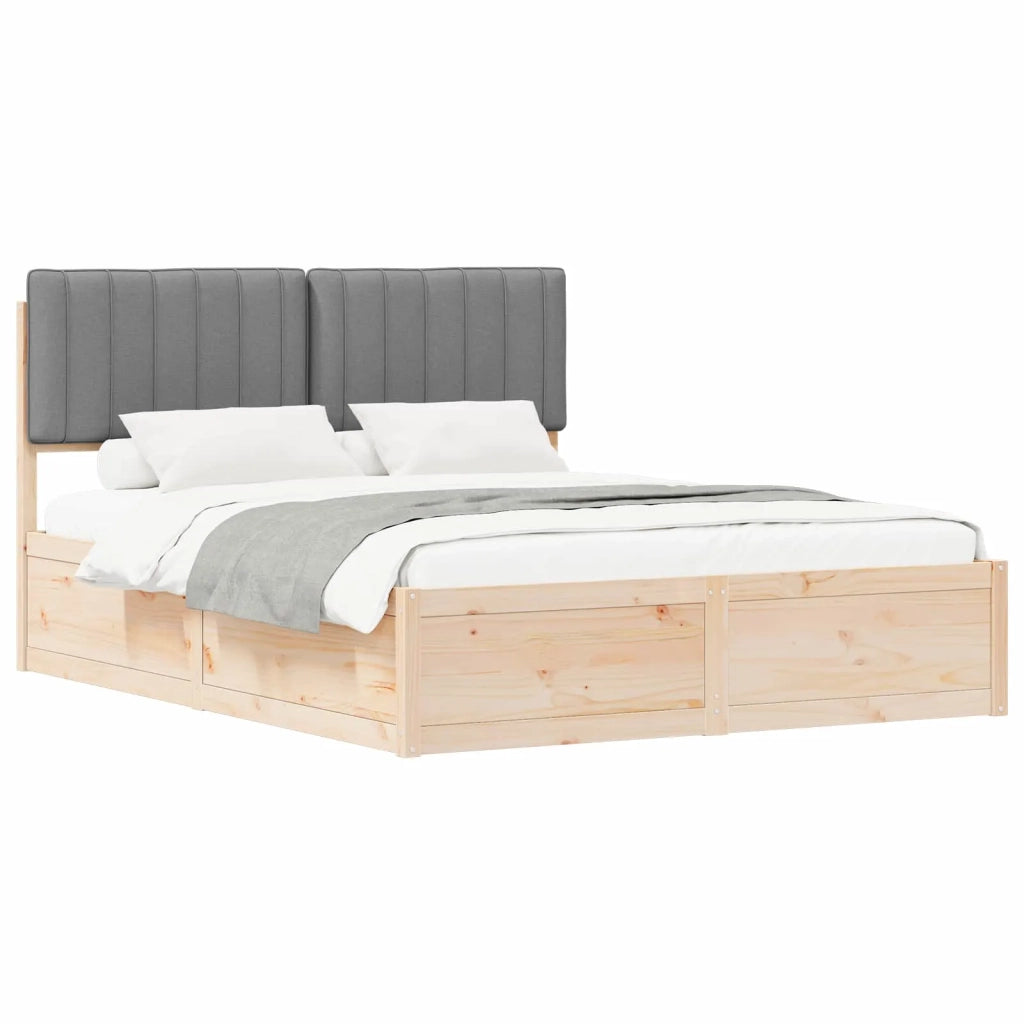 Letto con Testiera Rivestita Grigio chiaro 160 x 200 cm
