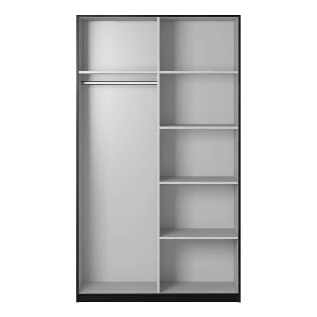 Armadio design 150cm. 2 porte con specchi modulari. Colore nero opaco. Collezione EOS