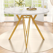 TAVOLO da pranzo rotondo 100x100x76 cm MDF effetto marmo oro
