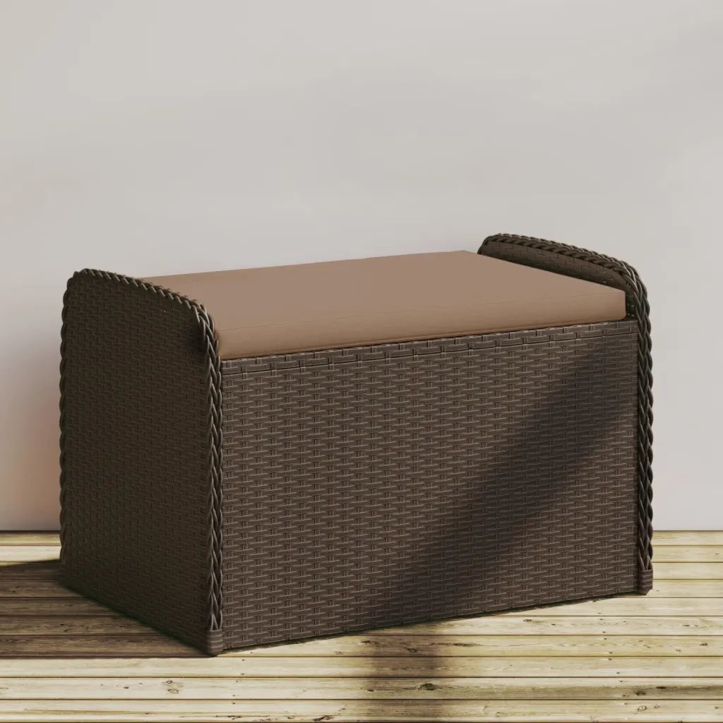 Cassapanca con Cuscino-Baule-Panca con ContenitoreMarrone 80x51x52 cm in Polyrattan